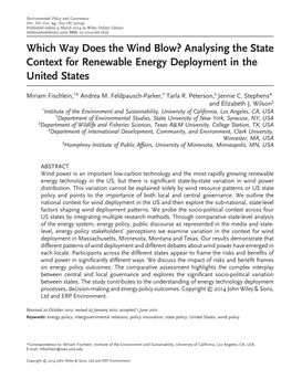 Which Way Does the Wind Blow? Analysing the State Context for Renewable Energy Deployment in the United States