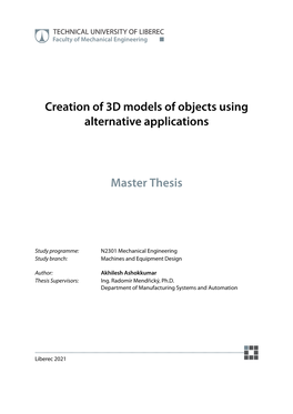 Creation of 3D Models of Objects Using Alternative Applications