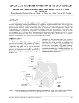 Geology and Aggregate Production of the Colwood Delta