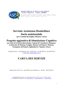 Servizio Assistenza Domiciliare Socio Assistenziale CARTA DEI SERVIZI