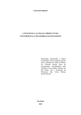 Cleyton Boson a Telenovela Na Era Da