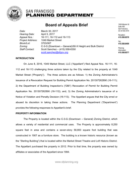 Board of Appeals Brief