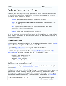 Exploring Horsepower and Torque