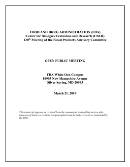 Blood Products Advisory Committee March 21, 2019 Meeting Transcript- Topic 3