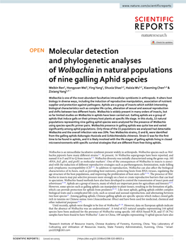 Molecular Detection and Phylogenetic Analyses of Wolbachia in Natural