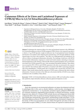 Cutaneous Effects of in Utero and Lactational Exposure of C57BL/6J Mice to 2,3,7,8-Tetrachlorodibenzo-P-Dioxin