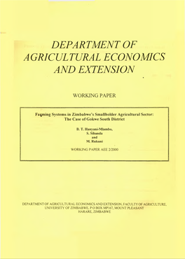 Department of Agricultural Economics and Extension