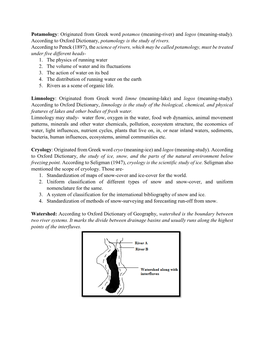 Hydrology Terminologies