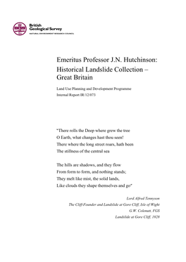 Emeritus Professor JN Hutchinson: Historical Landslide Collection