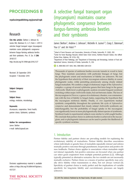 (Mycangium) Maintains Coarse Phylogenetic