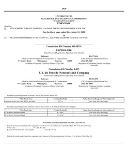 Corteva, Inc. E. I. Du Pont De Nemours and Company