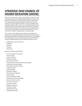 Strategic Ohio Council of Higher Education (SOCHE) 1