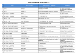 Oficinas Distritales De Lima Y Callao