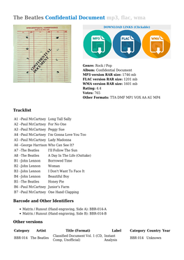 The Beatles Confidential Document Mp3, Flac, Wma