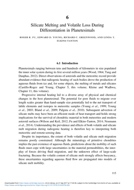 Silicate Melting and Volatile Loss During Differentiation in Planetesimals Roger R