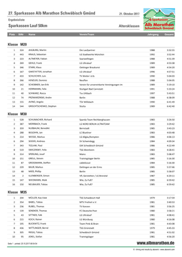 Sparkassen Lauf 50Km Altersklassen