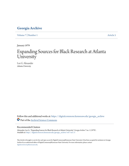 Expanding Sources for Black Research at Atlanta University Lee G