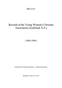 Records of the Young Women's Christian Association (Auckland, N.Z.)