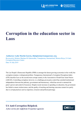 Corruption in the Education Sector in Laos