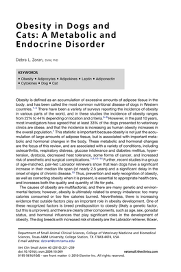 Obesity in Dogs and Cats: a Metabolic and Endocrine Disorder