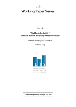 Big Mac Affordability” and Real Income Inequality Across Countries