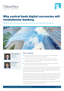 Why Central Bank Digital Currencies Will Revolutionize Banking Cbdcs Should Boost Financial Inclusion and Improve Efficiency