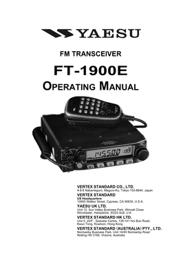 Yaesu FT-1900E Operator Manual