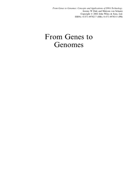 From Genes to Genomes Concepts and Applications of DNA Technology