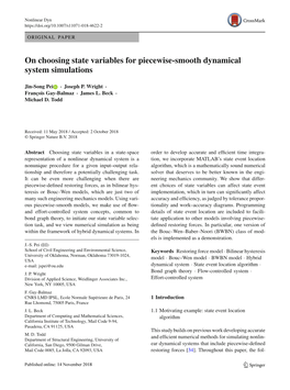 On Choosing State Variables for Piecewise-Smooth Dynamical System Simulations