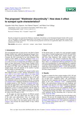 “Waldmeier Discontinuity”: How Does It Affect to Sunspot Cycle