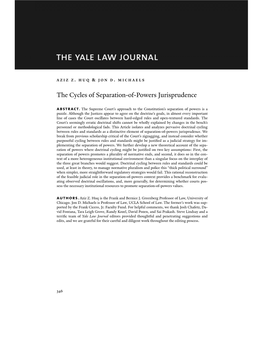 The Cycles of Separation-Of-Powers Jurisprudence Abstract