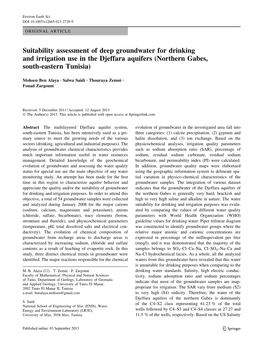 Suitability Assessment of Deep Groundwater for Drinking and Irrigation Use in the Djeffara Aquifers (Northern Gabes, South-Eastern Tunisia)