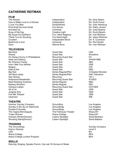 CATHERINE REITMAN Theatrical Resume