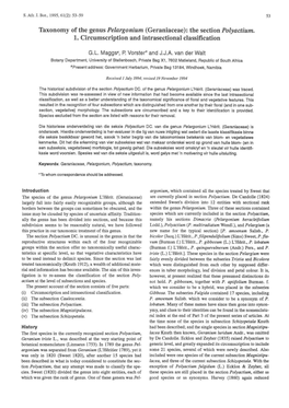 Taxonomy of the Genus Pelargonium (Geraniaceae): the Section Polyactium