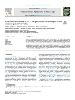 A Comparative Assessment of the LC-MS Profiles and Cluster Analysis of Four Centaurea Species from Turkey