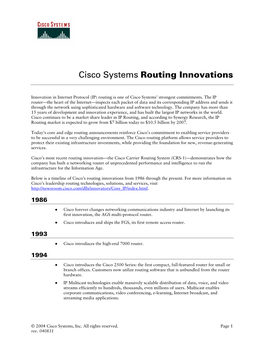 Cisco Systems Routing Innovations
