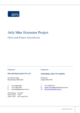 Airly Mine Extension Project Flora and Fauna Assessment