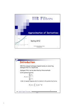 Approximation of Derivatives