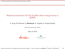 Mechanical Simulation of the Exomars Rover Using Siconos in 3DROV