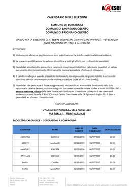 Calendario Delle Selezioni Comune Di Torchiara