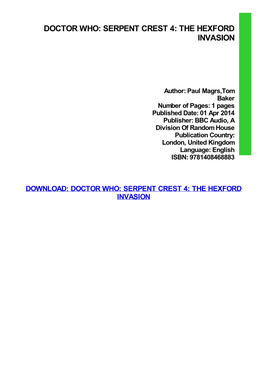 PDF Download Doctor Who: Serpent Crest 4: the Hexford Invasion Kindle