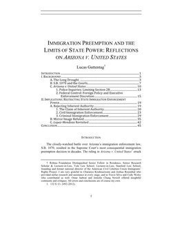 Immigration Preemption and the Limits of State Power: Reflections on Arizona V