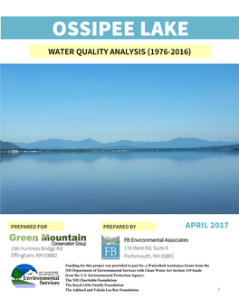 Ossipee Lake Water Quality Analysis (1976-2016)