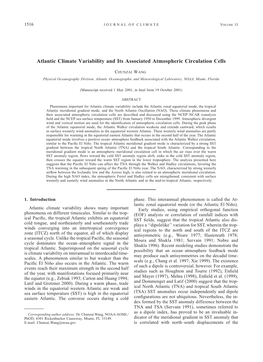 Atlantic Climate Variability and Its Associated Atmospheric Circulation Cells