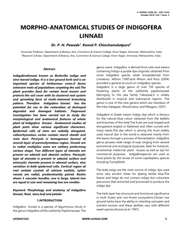 Morpho-Anatomical Studies of Indigofera Linnaei