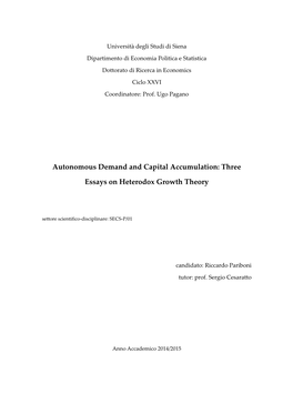 Autonomous Demand and Capital Accumulation: Three