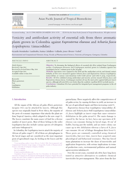 Toxicity and Antifeedant Activity of Essential Oils from Three Aromatic