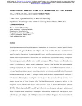 An Oscillatory Network Model of Head Direction, Spatially Periodic Cells