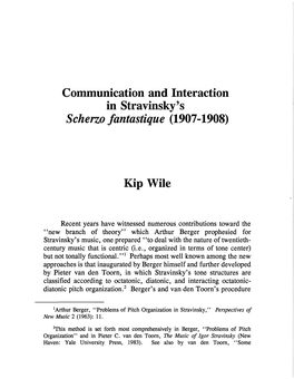 Communication and Interaction in Stravinsky's Scherzo Fantastique (1907-1908)