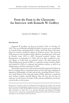 From the Farm to the Classroom: an Interview with Kenneth W. Godfrey